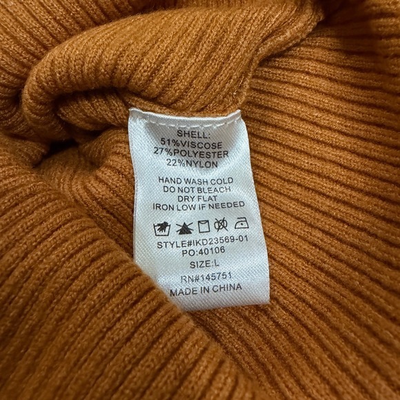 TALULAH Ribbed Knit Cutout Maxi Dress Burnt Orange Long Sleeve Size L - Picture 8 of 8